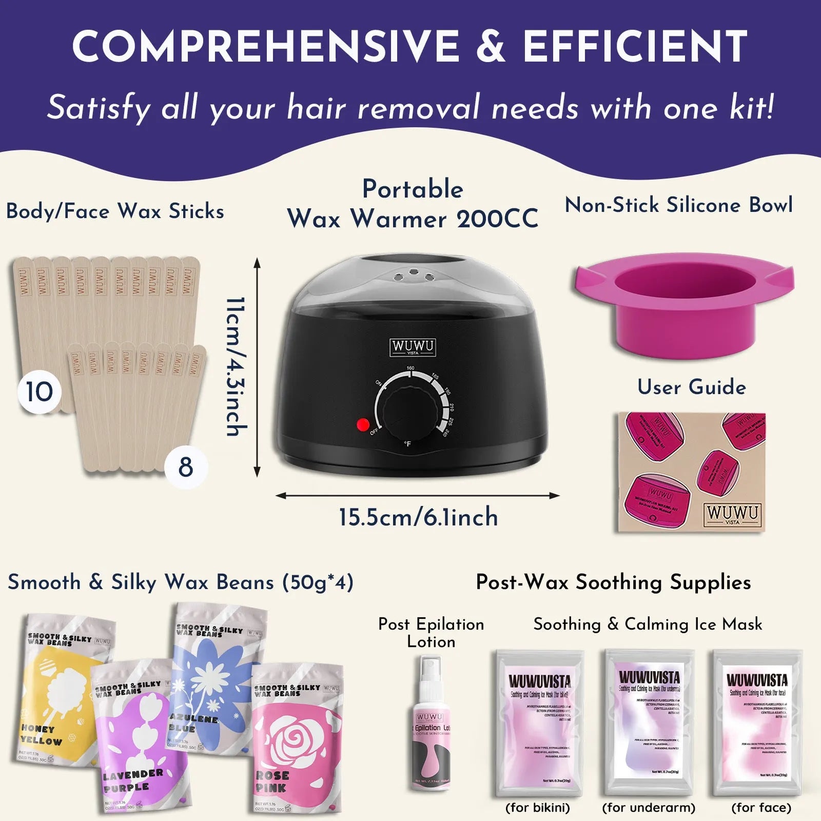 29-piece gold-standard hard wax kit with black wax warmer, coloured wax beads, wax sticks, and aftercare products