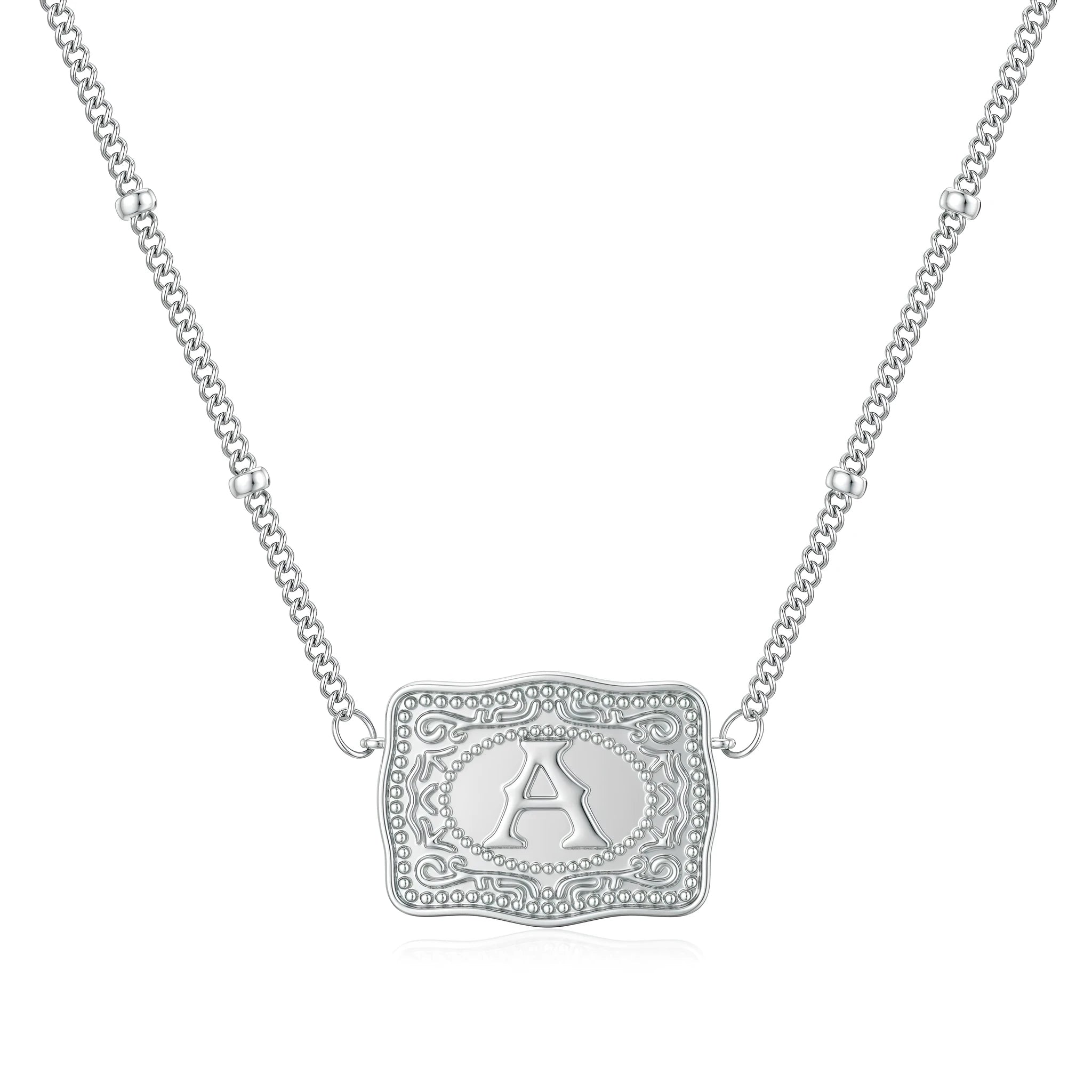 Copper letter necklace with single initial pendant in gold or white K electroplated finish