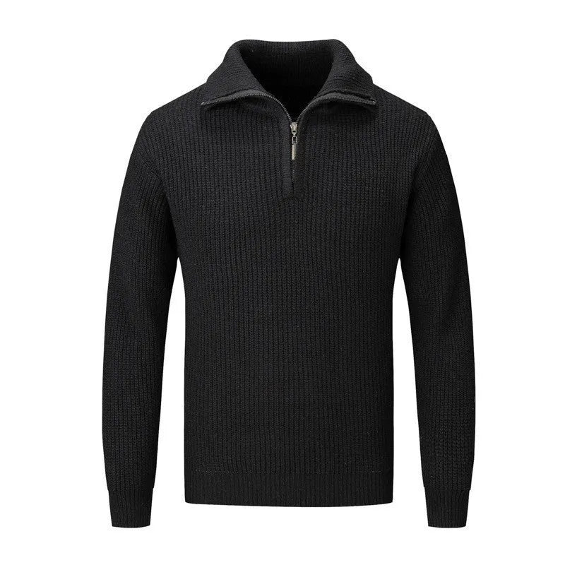 Men's solid colour slim fit pullover sweater for autumn and winter wear.