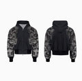 Printed loose trousers with matching hoodie set in street style with collage stitching detail