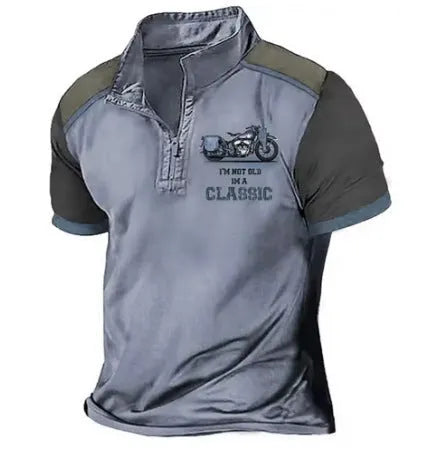 Men's loose fit golf polo shirt in solid colour with 3D printed design and extended sizing options