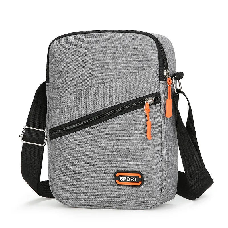 Simple all-match crossbody shoulder commuter bag in solid color Oxford cloth with contrast details