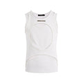 Men's black sleeveless waistcoat vest with hollow knit fabric and round neck collar