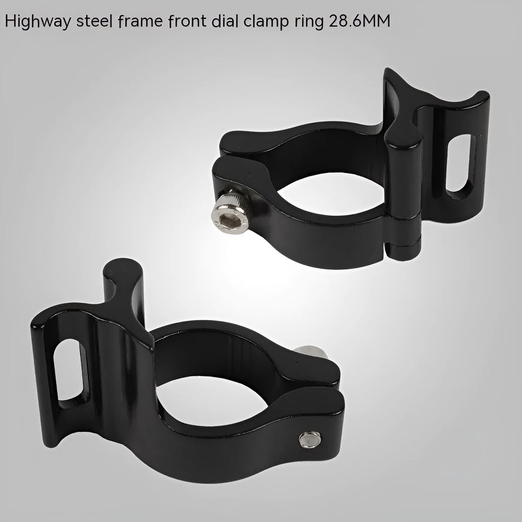 Single black aluminium alloy vehicle clamp ring with a 28.6mm diameter.