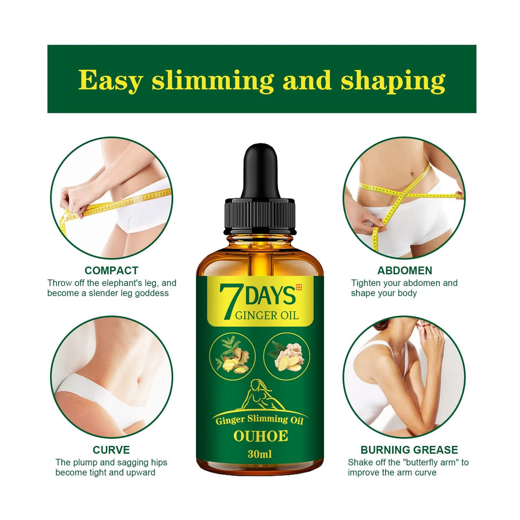 30ml ginger body shaping oil bottle for thigh muscle firming and slimming care
