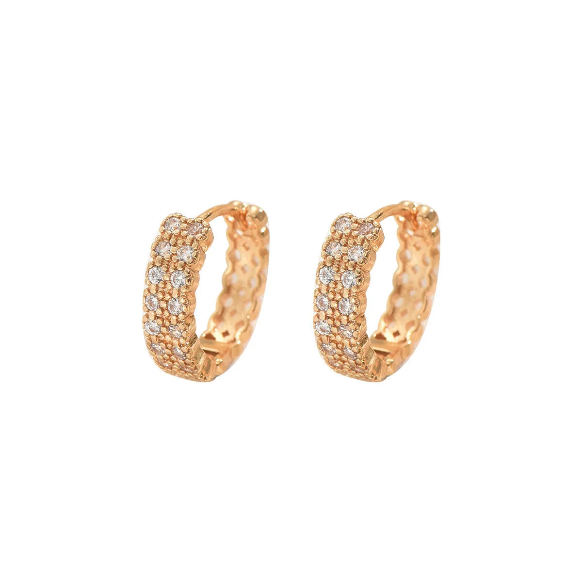 Geometric pattern copper ear studs with dot and ring design elements