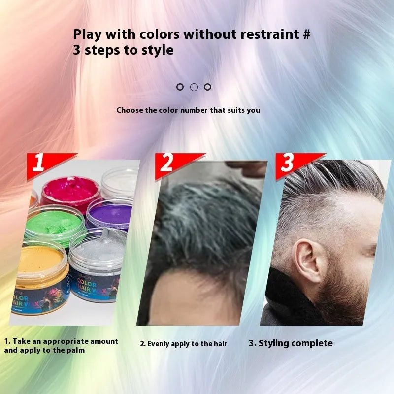 120g hair styling clay container in multiple colour options with strong hold formula