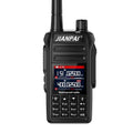 Black Interphone waterproof aviation full band two-way radio with dustproof plastic shell, antenna, battery, charger, and headset.