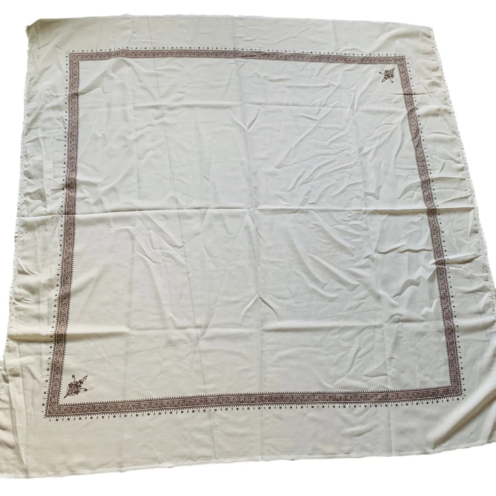 Printed square polyester scarf in a selection of colours, shown flat to display its 138x138 cm dimensions.