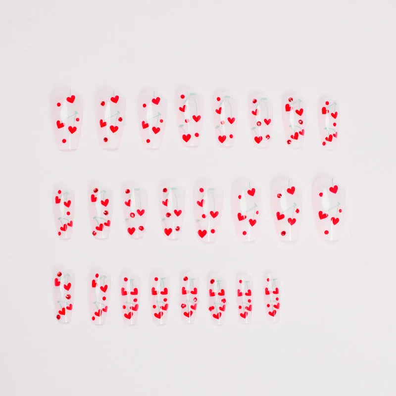 French-style red diamond cherry nail art decals with wearable armour-style construction