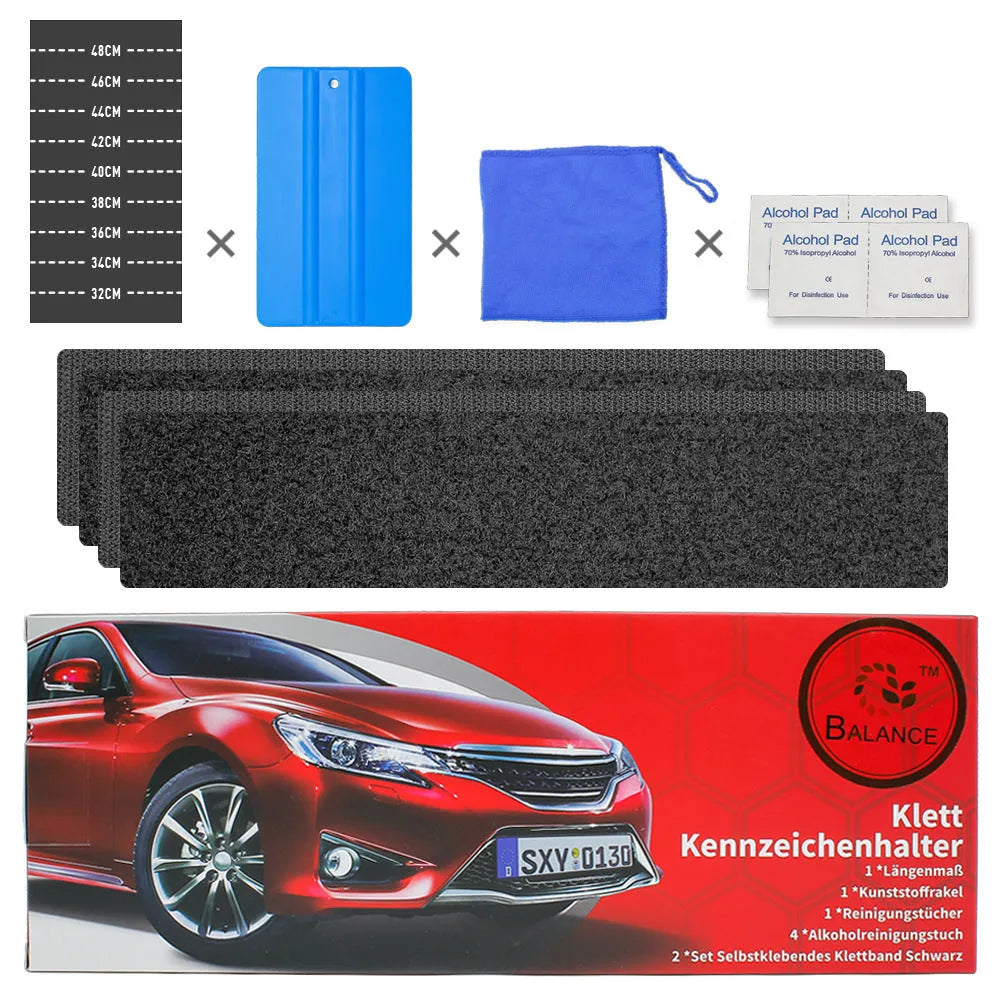 Double-sided adhesive tape for licence plates showing right-angle 100x500mm design