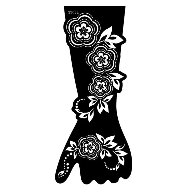 Set of geometric hollow template tattoo stickers showing 3D paper carving detail on sample designs.