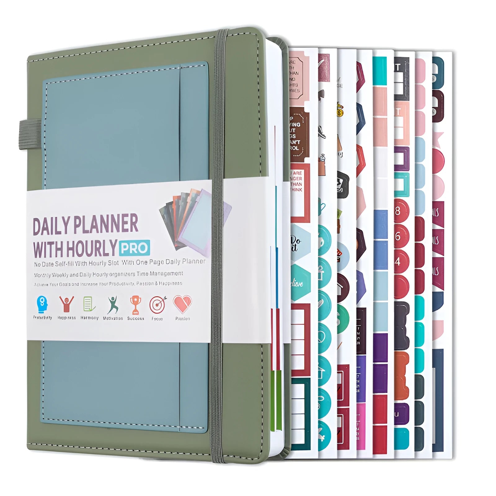 PU leather notebook with elastic strap closure in purple colour with thread binding and wood-free paper pages