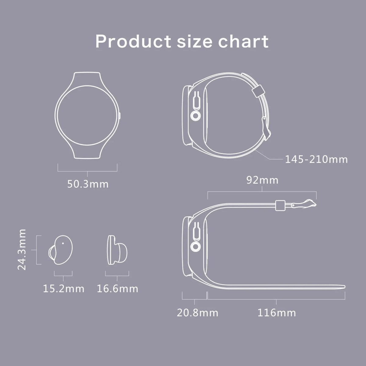 Black detachable smart bracelet and Bluetooth headset combo with colour screen.