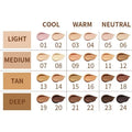 Liquid concealer pen in a twist-up format showing 24 different colour shade options.