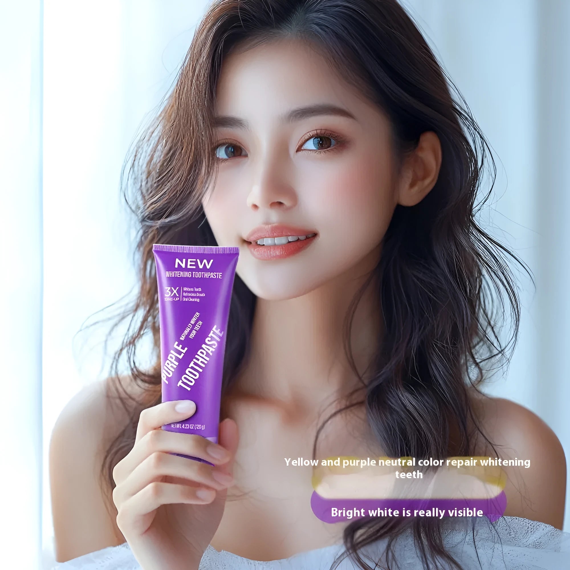 120g tube of purple whitening toothpaste for adults to remove yellow stains