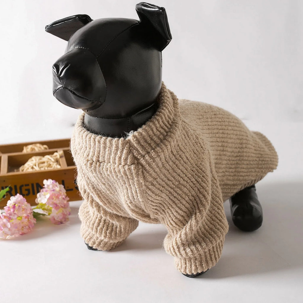 Brown casual cloth dog sweater pullover for small breeds in five sizes