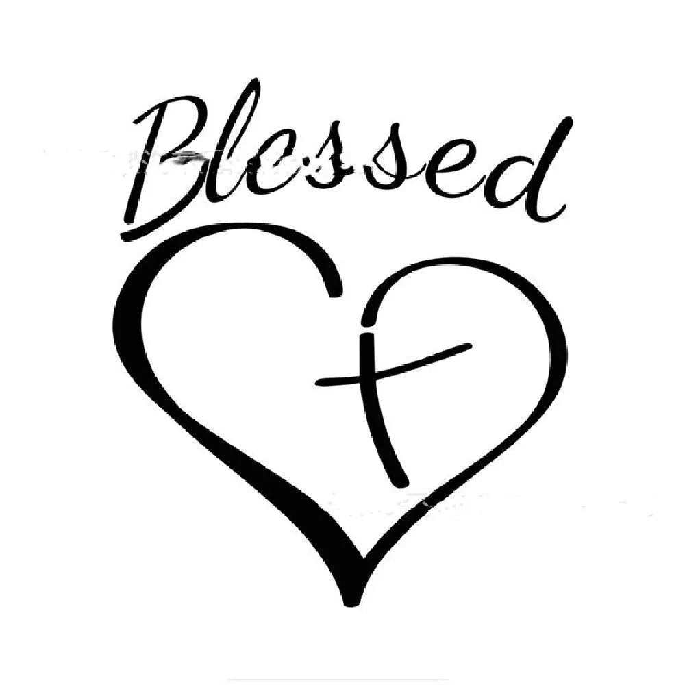 Faith Hope Love heart design vinyl sticker in black, white, and red colours