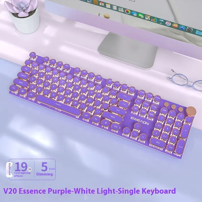 Matcha colour 87-key mechanical gaming keyboard with white backlight and multifunctional knob on aluminium alloy body