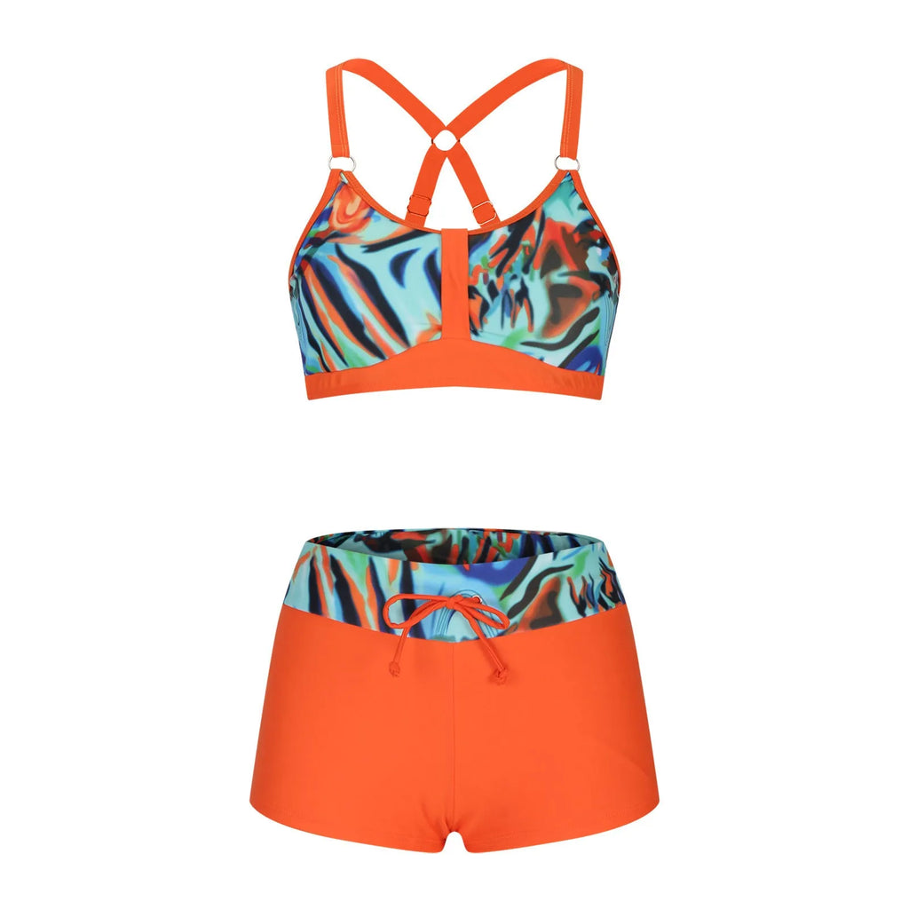 Women's floral print polyester bikini swimsuit in multiple colours and sizes