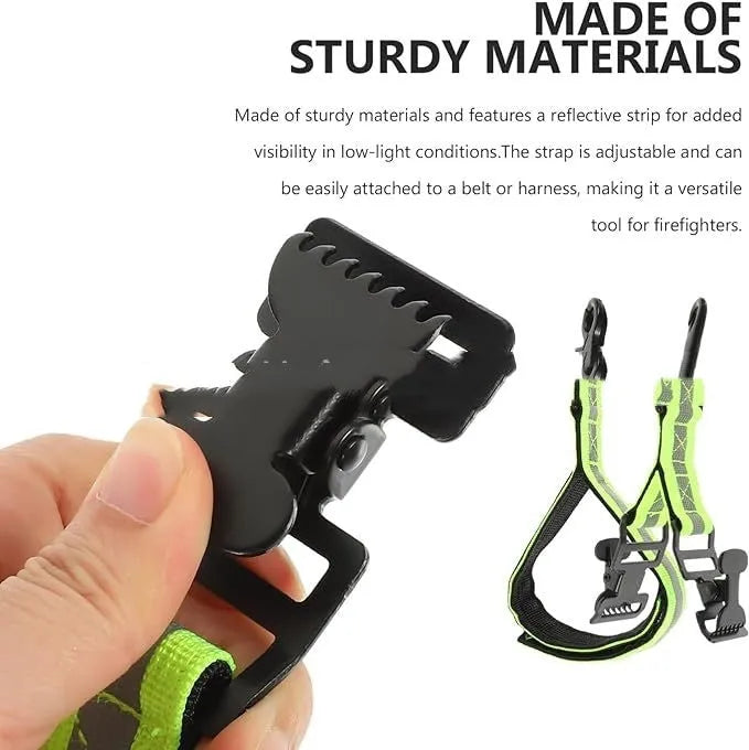 Fluorescent green fireman safety clip clamp with metal buckle and reflective tape