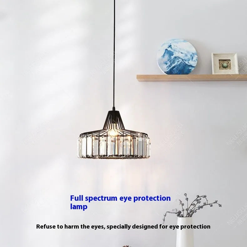 Crystal ceiling light with LED light source in light luxury style for bedroom or study