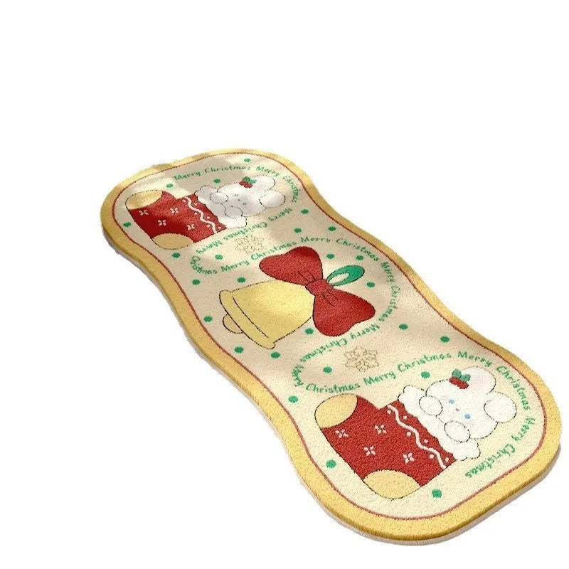 Christmas imitation cashmere carpet with plant pattern and ginger bear design in various sizes