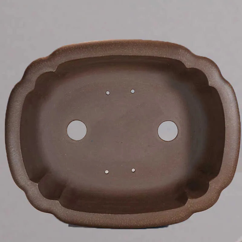 Handmade purple sand rectangular begonia flower pot on desktop