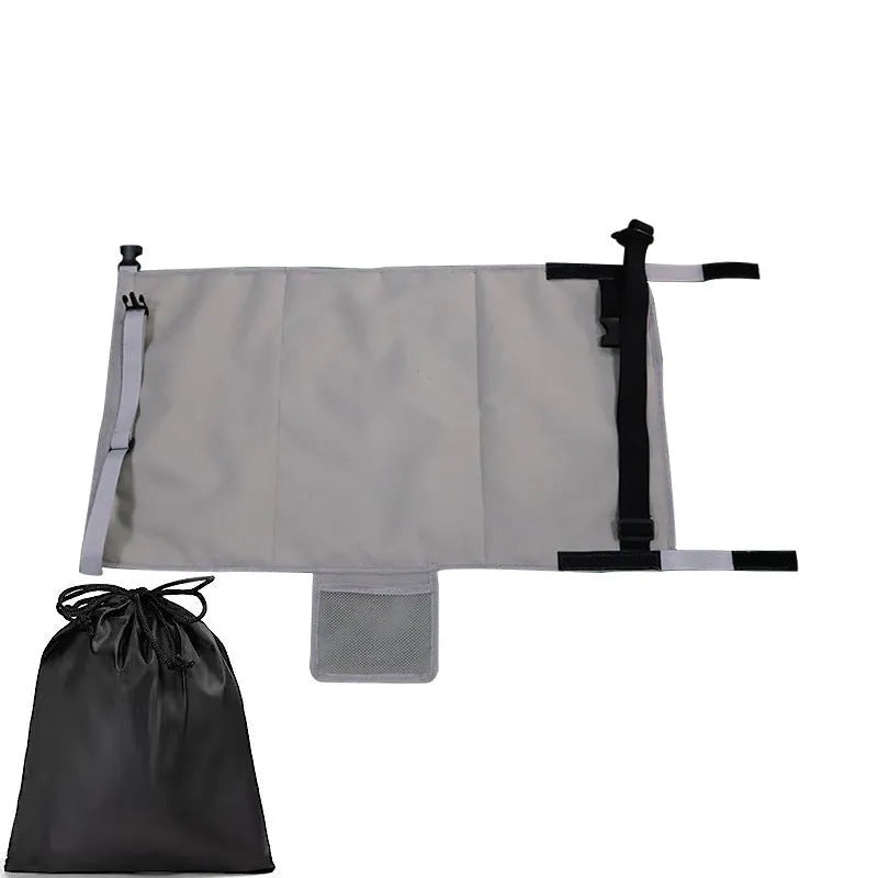 Portable children's aircraft pedal seat extender in blue with optional drawstring pocket