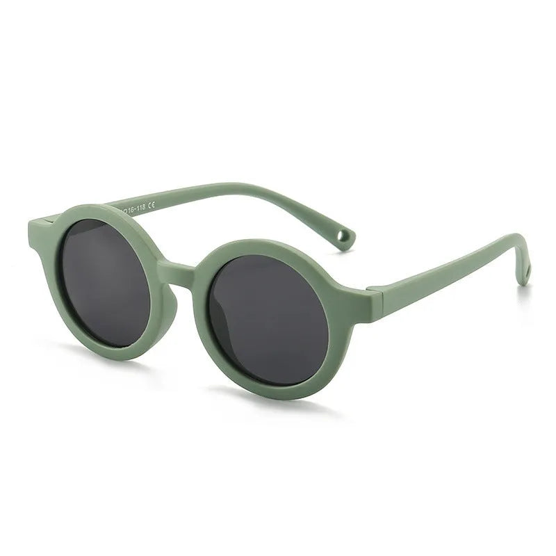 Children's silicone sunglasses for 0-3 years with round frames in multiple colours