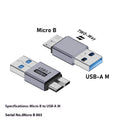 Micro B USB adapter converter showing male to female connection for old mobile hard disk box and phone charging