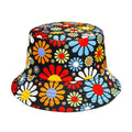 Floral pattern polyester bucket hat with dome crown in size M for sun protection