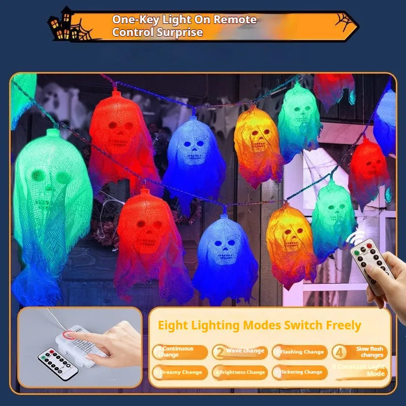 Halloween battery-powered coloured LED lights for indoor wall decoration in 1.5m or 2.5m lengths
