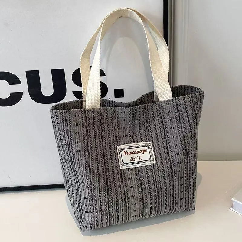 Japanese style corduroy crossbody bag with ins lining in dark brown colour