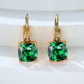 Square geometric copper ear clip with colourful moissanite inlays and electroplated gold finish