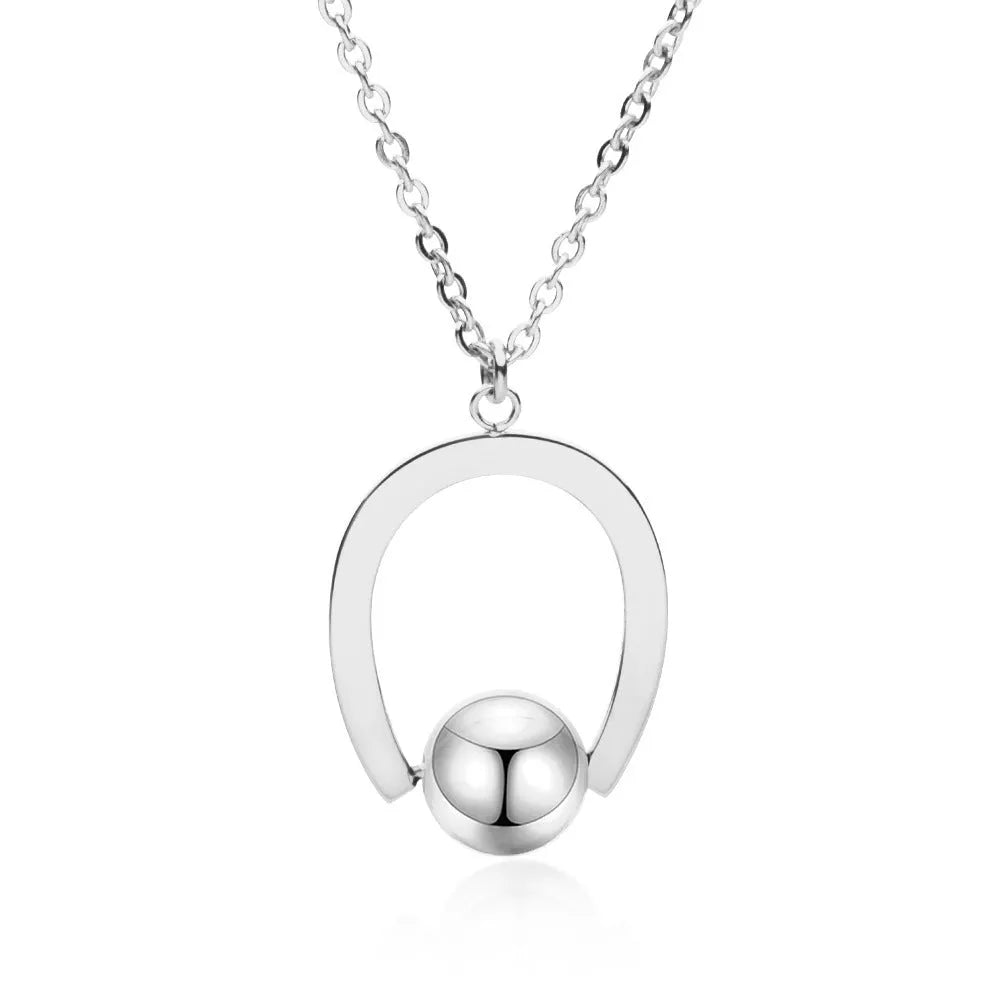 Stainless steel bead chain necklace with geometric pendant in gold or silver finish, adjustable 21-50cm length.