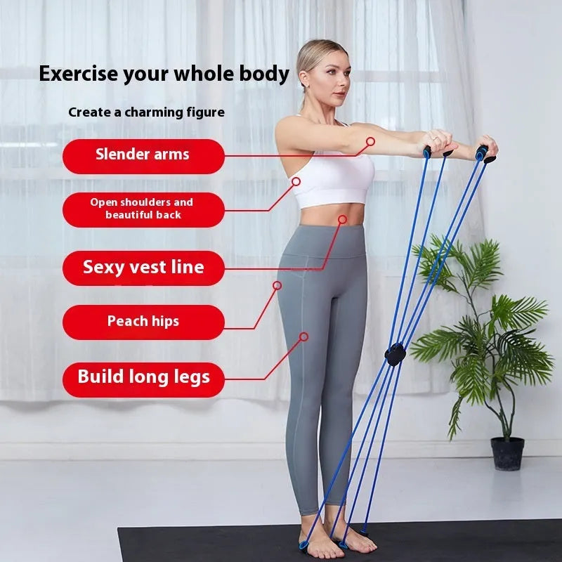 Blue eight-character TPR shoulder puller fitness equipment for women with cross tension device