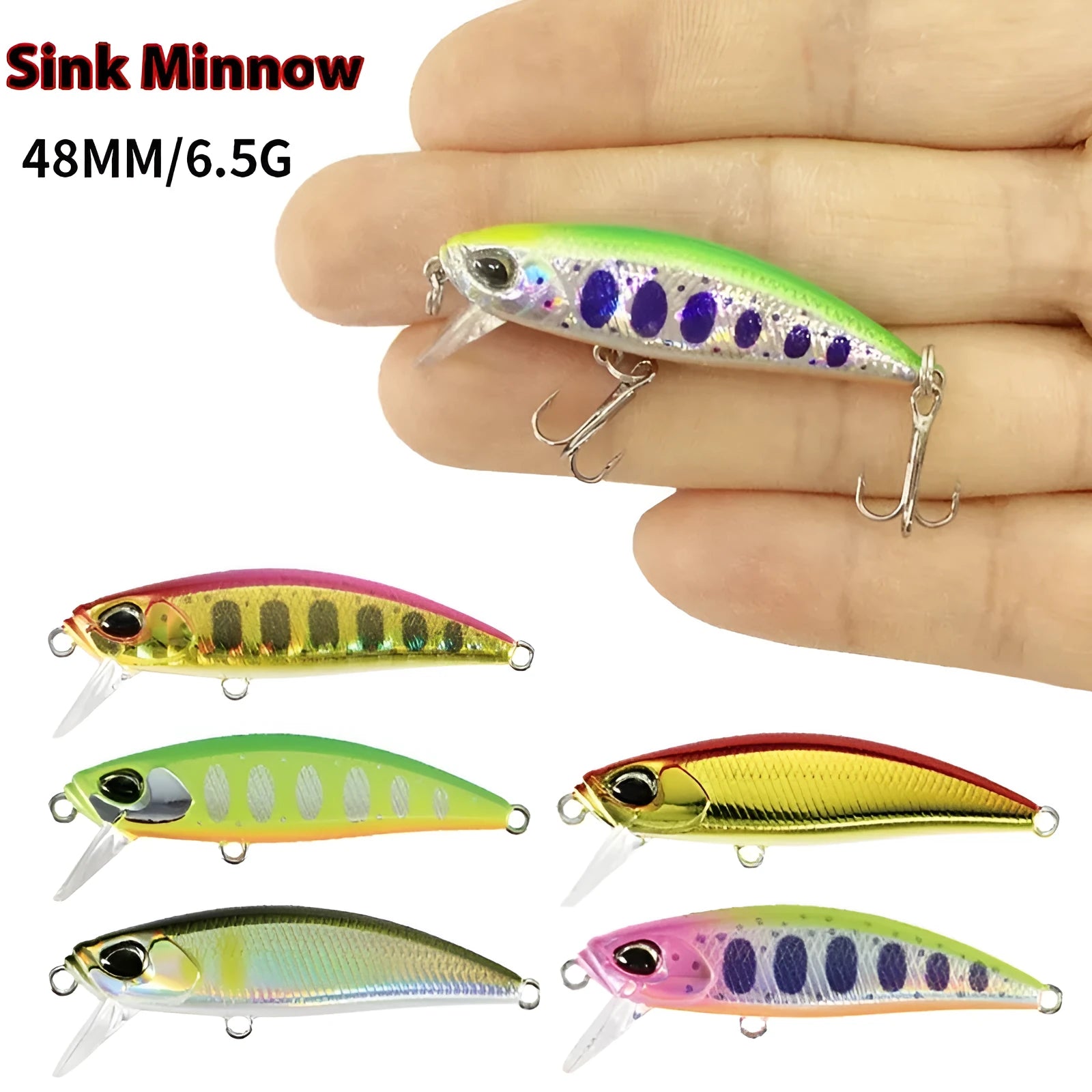 48mm hard fishing lure for snakehead and mandarin fish in multiple colour options
