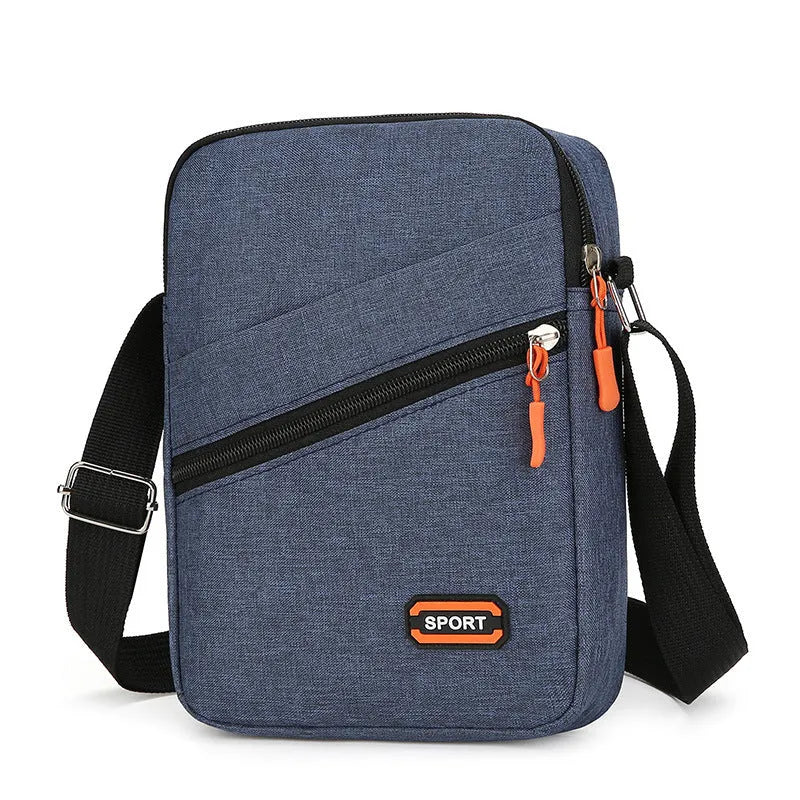 Simple all-match crossbody shoulder commuter bag in solid color Oxford cloth with contrast details