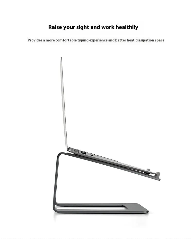 Aluminium alloy laptop desktop riser in black or silver colour with 18.5cm height