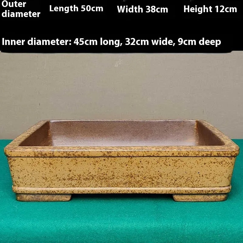 Straight shallow rectangular Yixing fine Zisha purple sand flowerpot for indoor plants