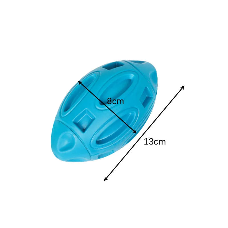 Blue natural rubber squeaky dog toy with textured surface for medium and large breeds