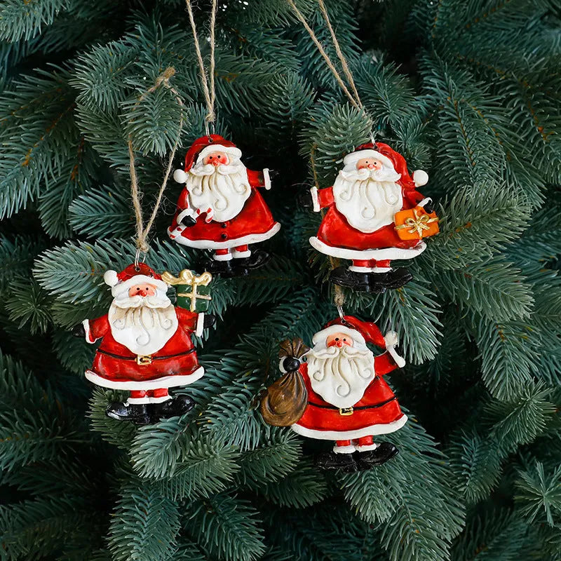 Resin Christmas pendant in snowman, gingerbread man, or elderly man style for festive hanging display