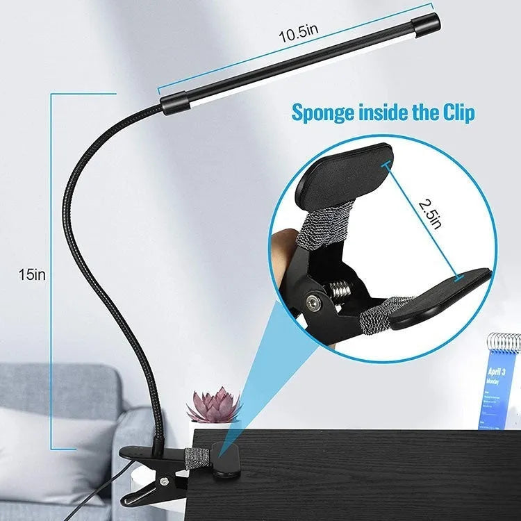 Black and white American style LED desk lamp with USB cable, 26cm long.
