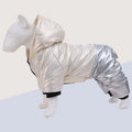 Green waterproof windproof dog coat with four-legged design and cotton padding