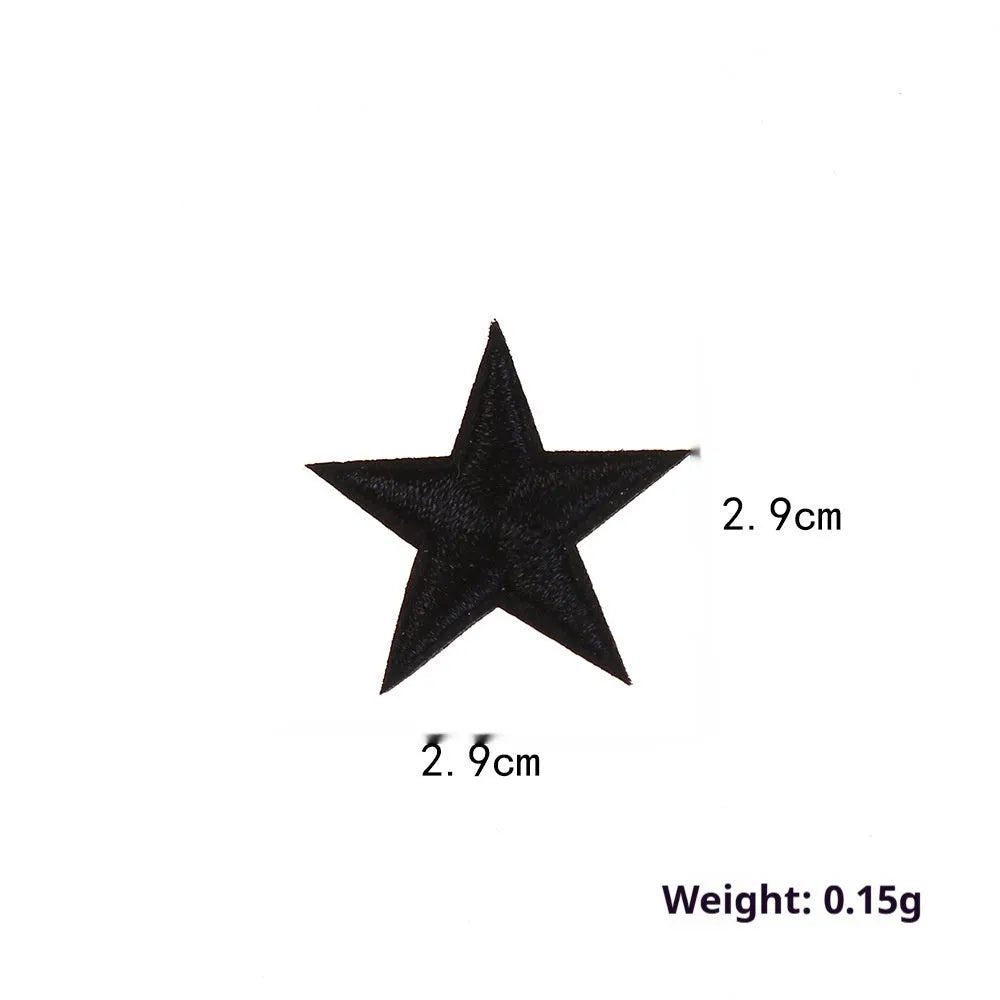 Colourful five-pointed star fabric embroidery labels for clothing and craft decoration