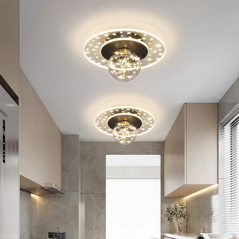 Modern ceiling corridor lamp in black gold or white with LED white light three colours infinite options