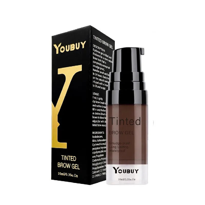 Waterproof eyebrow cream pot in dark grey and golden yellow colour options for natural brow definition
