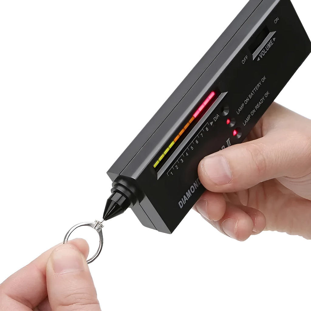 Black diamond thermal conductivity meter measuring 135x40x23mm with metal probe for gem testing