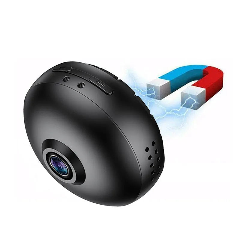 1080p wireless WiFi surveillance camera with ABS housing and USB cable for indoor security monitoring